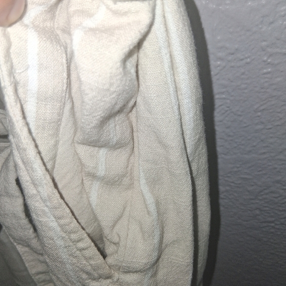 Abercrombie & Fitch Linen Blend Cream And White Striped Utility Jumpsuit XL - Picture 8 of 8